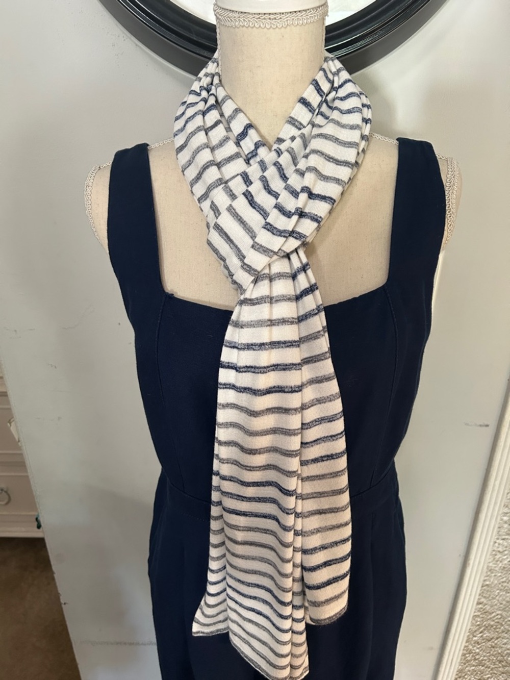 Striped White & Navy Scarf by Gap